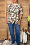 Western floral print short sleeve beige women's boutique top Southern Stitch GJQ17243 DS3