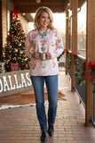 Western Christmas santa pink sweatshirt women's boutique top Southern Stitch GJQ17303