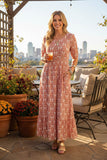 Western orange floral print women's boutique dress Southern Stitch GJQ17307