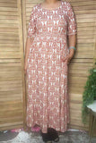 Western orange floral print women's boutique dress Southern Stitch GJQ17307