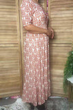 Western orange floral print women's boutique dress Southern Stitch GJQ17307