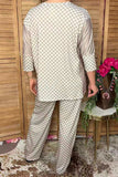 Western grey checkered patchwork 3/4 sleeve women's boutique top Southern Stitch GJQ17308