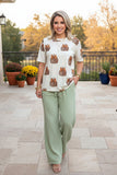 Western checkered & cactus pumpkin women's boutique top Southern Stitch GJQ17390