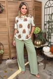 Western checkered & cactus pumpkin women's boutique top Southern Stitch GJQ17390
