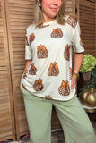 Western checkered & cactus pumpkin women's boutique top Southern Stitch GJQ17390