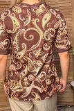 Western paisley print brown short sleeve women's boutique top Southern Stitch GJQ17394