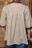 Western brown stripe & leopard short sleeve women's boutique blouse Southern Stitch GJQ17394