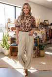 Western paisley print brown short sleeve women's boutique top Southern Stitch GJQ17394