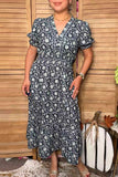 Western floral puff sleeve maxi women's boutique dress Southern Stitch GJQ17418