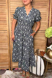 Western floral puff sleeve maxi women's boutique dress Southern Stitch GJQ17418