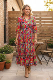 Western floral patterns print short sleeve maxi women's boutique dress Southern Stitch GJQ17459