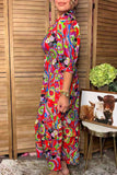 Western floral patterns print short sleeve maxi women's boutique dress Southern Stitch GJQ17459