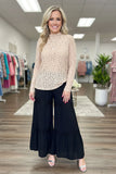 Trendy floral pattern beige lace women's boutique top Southern Stitch GJQ17464