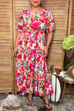 Chic floral tiered maxi women's boutique dress Southern Stitch GJQ17490