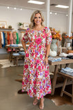 Chic floral tiered maxi women's boutique dress Southern Stitch GJQ17490