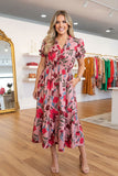 Chic blush floral maxi women's boutique dress Southern Stitch GJQ17491