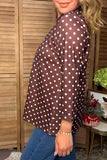 Western brown dots 3/4 sleeve women's boutique blouse Southern Stitch GJQ17634