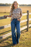 Western patterns & plaid short sleeve women's boutique top GJQ17510 CS5