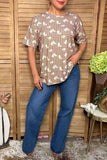 Western patterns & plaid short sleeve women's boutique top GJQ17510 CS5