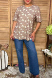 Western patterns & plaid short sleeve women's boutique top GJQ17510 CS5