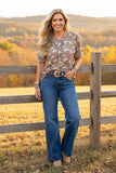Western patterns & plaid short sleeve women's boutique top GJQ17510 CS5