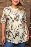 Western horse printed short sleeve women's boutique top Southern Stitch GJQ17511