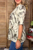 Western horse printed short sleeve women's boutique top Southern Stitch GJQ17511