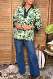Chic green floral 3/4 sleeve women's boutique top Southern Stitch GJQ17517