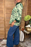 Chic green floral 3/4 sleeve women's boutique top Southern Stitch GJQ17517