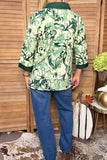 Chic green floral 3/4 sleeve women's boutique top Southern Stitch GJQ17517