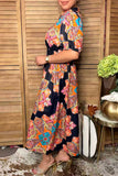 Western floral print short sleeve maxi women's boutique dress Southern Stitch GJQ17520