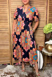 Western floral print short sleeve maxi women's boutique dress Southern Stitch GJQ17520