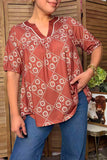 Trendy daisy floral print babydoll A-line women's boutique top Southern Stitch GJQ17523