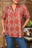Trendy daisy floral print babydoll A-line women's boutique top Southern Stitch GJQ17523