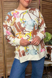 Western pattern print long sleeve women's boutique sweatshirt GJQ17529
