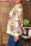 Western pattern print long sleeve women's boutique sweatshirt GJQ17529