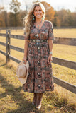 Western farm cow printed short sleeve women's boutique dress Southern Stitch GJQ17530