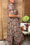 Western farm cow printed short sleeve women's boutique dress Southern Stitch GJQ17530