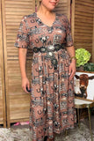 Western farm cow printed short sleeve women's boutique dress Southern Stitch GJQ17530
