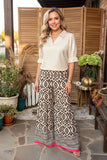 Western solid color cream 3/4 sleeve women's boutique top GJQ17536