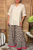 Western solid color cream 3/4 sleeve women's boutique top GJQ17536