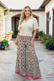 Western aztec tiered & chevron & pink trim women's boutique pant Southern Stitch GJQ17537 GS1