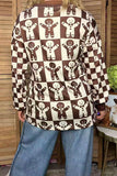 Christmas gingerbread man checkered long sleeve women's boutique top Southern Stitch GJQ17577