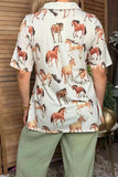 Western horse print short sleeve women's boutique top Southern Stitch GJQ17583