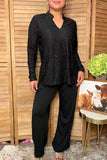 Trendy black subtle wavy jacquard pattern women's boutique top GJQ17602