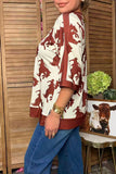 Western horses printed half sleeve women's boutique top GJQ17605