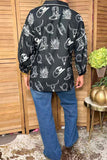 Western pattern print black women's boutique top Southern Stitch GJQ17610
