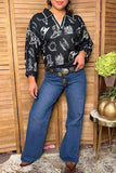 Western pattern print black women's boutique top Southern Stitch GJQ17610
