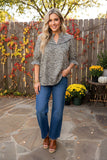 Western leopard ruffle short sleeve women's boutique blouse Southern Stitch GJQ17611