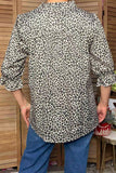 Western leopard ruffle short sleeve women's boutique blouse Southern Stitch GJQ17611